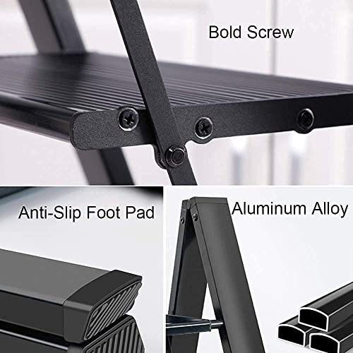 LBAawxe 2/3/4 Step Ladder Folding Step Stool Aluminum Alloy Household Stepladder Portable Ladder Stool(2 Layer)