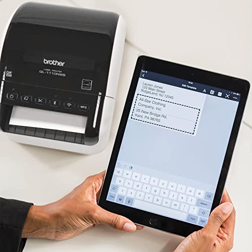 Brother QL-1110NWB Label Maker, Shipping Labeller, Dark Gray - Wireless, PC Connected, Network and Bluetooth, Desktop, Wide Format 4 Inch Labels - Print via USB, Ethernet, and Bluetooth, Tillsiy