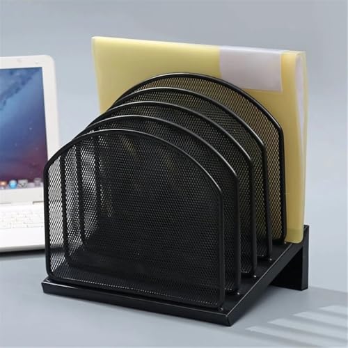 AKOUFAL Desk File Organizers Vertical File Folder Holder Metal Rack File Sorter Document Holder Fit for Office Classroom