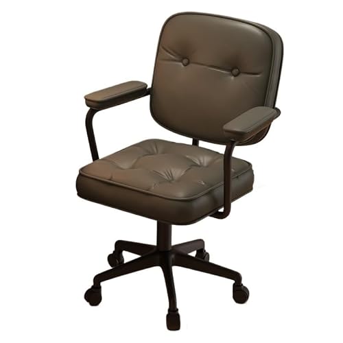 hezhuhe2258 Office Chair Small Office Chair Imitation Leather Bedroom Computer Home Comfortable Lifting Swivel with Wheels Adjustable(Gris)