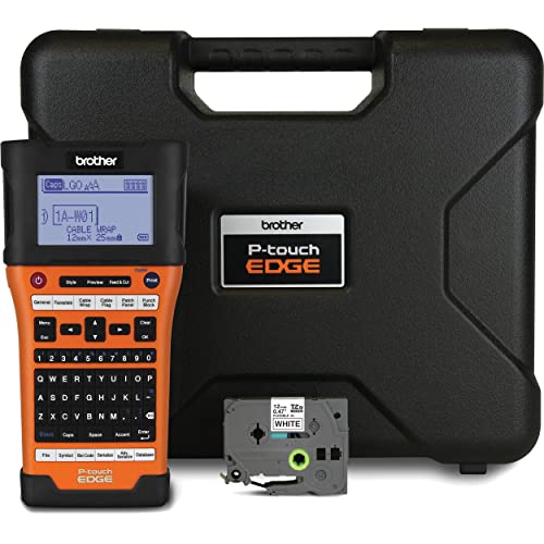 Brother PT-E500 Handheld Industrial Label Printer with PC Connectivity, Orange - 1.2" per Second Print Speed, 24mm Tape Size, 180 dpi, USB Interface, Auto Cut Labeling Tool with Carrycase, Tillsiy