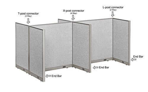 GOF 5ft / 60" H T-Post, Office Partition Connectors: L-Post, T-Post, X-Post, Wall Mount Intended to use Full Fabric or Partial Glass Series, Connector only