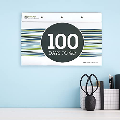 100 day Event, Goal and Occasion Count Down 11.5"x17.5" Stripe Design Tear Off Countdown Calendar Extra Large Wall Unit - perfect for Office, event, corporate and door gifts