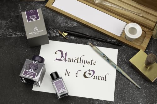 J. Herbin 1798 Anniversary Inks - Silver Sheen 50 ml Bottled - Amethyste de L'Oural (Rich Deep Purple Ink)