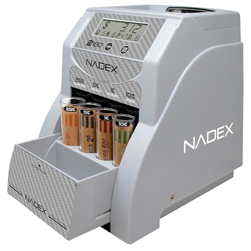 Nadex S180 Digital Coin Sorter and Counter – Displays Total and Denomination Values, Carbon Fiber