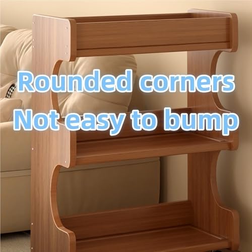 Rolling Book Cart, Mobile Bookcase with Wheels, Wooden Bookshelf, Multi-Layer Storage Rack for Bedroom, Small Space, Dormitory(19.7 * 9.8 * 4.3in)