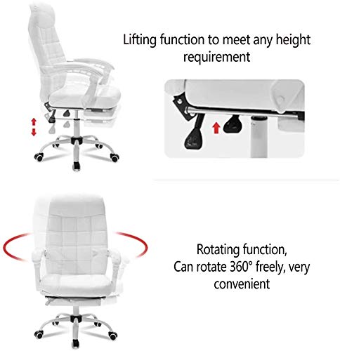 Office Chair Swivel Desk Chair Simple Boss Recliner Comfortable Home High Chair Conference Swivel Chair Lift Chair Rotatable Reclining (Color : Brown) (White)