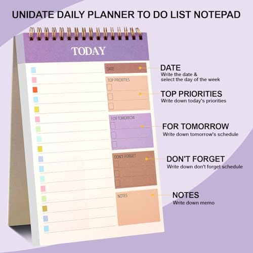 A5 Undated Daily Planner, Spiral‑Bound To‑Do List Notepad(2 Packs,)