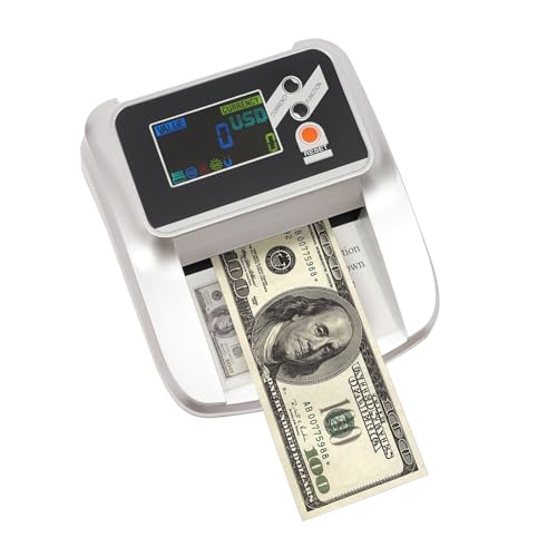 Money Counter Machine with Value Count, Dollar Bill Detector with 5 Anti‑Counterfeit Detection, Compact Currency Counter for Bank Retail Store Shops Restaurants