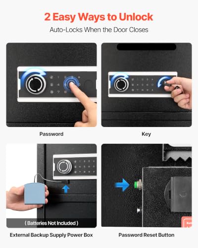 VEVOR Double Door Safe Box, 3.3 Cu. Ft, Heavy Duty Home Safe with Electronic Keypad, Anti-Theft, Digital Safety Lock Box with Key, Drop Slot, for Money, Firearm, Jewelry, Document, Valuables, Black