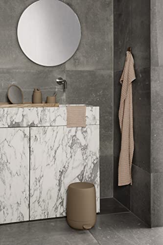 blomus SONO Bathroom Soft-Close Step Trash Can – 0.8 Gallon Soft Touch Wastebasket - Modern Design - Tan