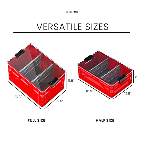 SIDIO Pro Pack, HD Stackable Storage Bins with Lids & Dividers, Red