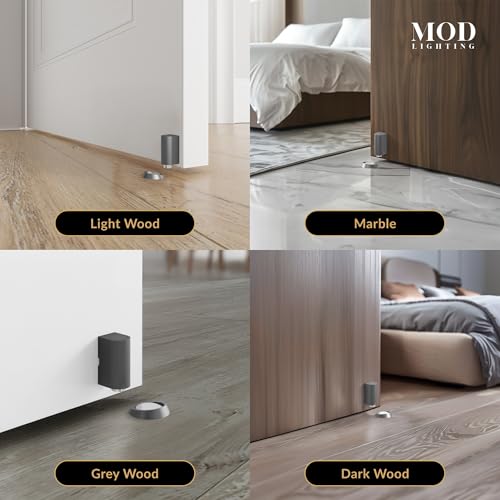 MOD LIGHTING Cavo | Magnetic Door Stop, Heavy Duty Door Catch Designed for Floor and Wall Mounting, Modern Magnetic Door Holder, Durable Copper Door Stopper, 2 Pack (Polished Chrome)
