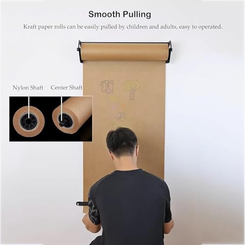 CVGfko Kraft Paper Roll Display Wall Mounted Butcher Paper Roll Dispenser, Hanging Kraft Paper Roll Brown, Rolling Paper Dispenser for Office Coffee Shop.97cm/38.2inch Wide