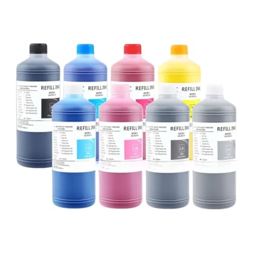 Bvuxenolith 1 pcs Pigment Ink Refill 1000 mL 8 Colors(Magenta)