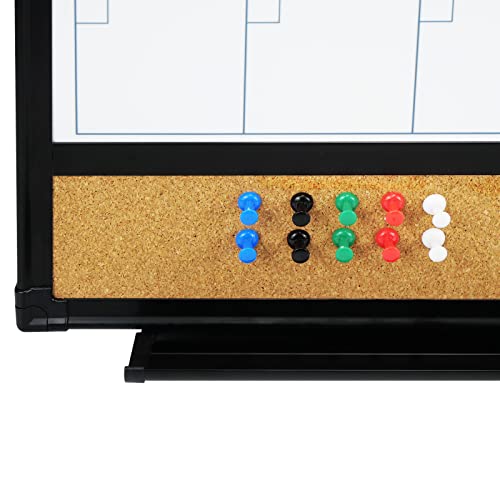 JILoffice Magnetic Calendar Whiteboard & Bulletin Corkboard Combination, Combo Board 24 x 18 Inch, 2 Pack, Black Aluminum Frame Wall Mounted Board for Office Home and School with 10 Push Pins