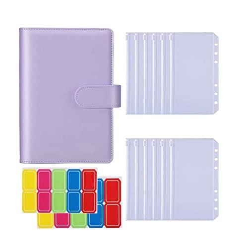 ONMYJFD A6 Notebook Binder with 12PCS A6 Binder Pockets,with Magnetic Buckle Closure for Inner Filler Paper