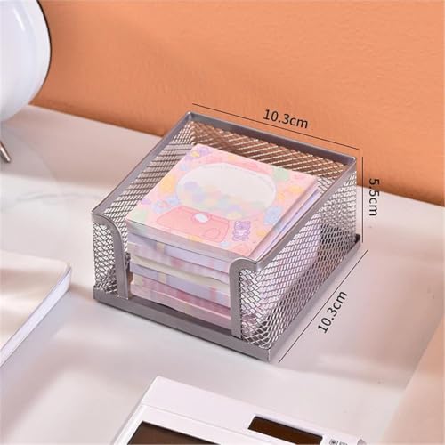 Post It Note Holder Metal Mesh Desktop Sticky Note Box 5 Pack Office Supplies Storage Organizer Memo Stand Paper Holder Desk Accessory Silver