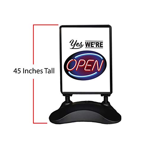 Outdoor Message Board Sidewalk Sign Open Drive Thru Take Out Sign Double Sided Restaurant Business Swinging Sign (WE are Open)