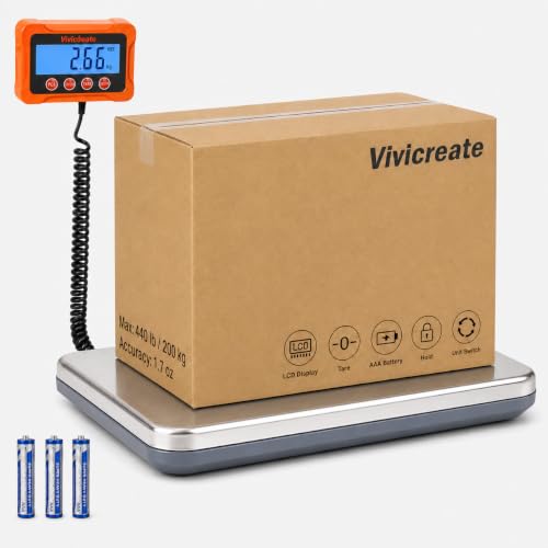 Vivicreate Digital Shipping Scale for Packages, 440 lb, Stainless Steel