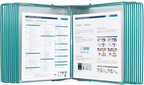 NOOLAR Wall Mounted Document Holder, 20 Pockets Hanging Wall File Organizer,A4 Wall Hanging Display Book, Presentation Project Folder for Files(Green), W23.23xH12.99in