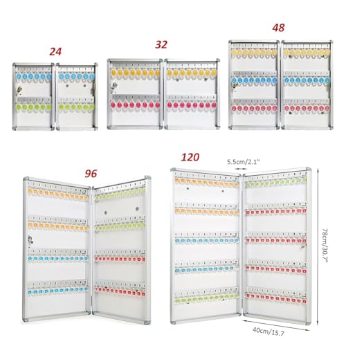 KK-GAL 24/32/48/96/120 Position Key Lock Box, Key Safe Security Storage Lockbox Holder, Key Organizer with Key Tags, Key Keeper Box for Real Estate Sales Office, Key Holder Organizer,120 bits