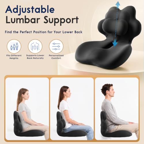 Office Chair Cushion Car Seat Cushion with Adjustable Lumbar Support Pillow