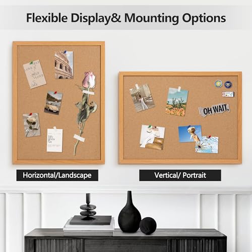 Board2by Cork Board Bulletin Board 24 x 36, Wood Framed Corkboard for Wall