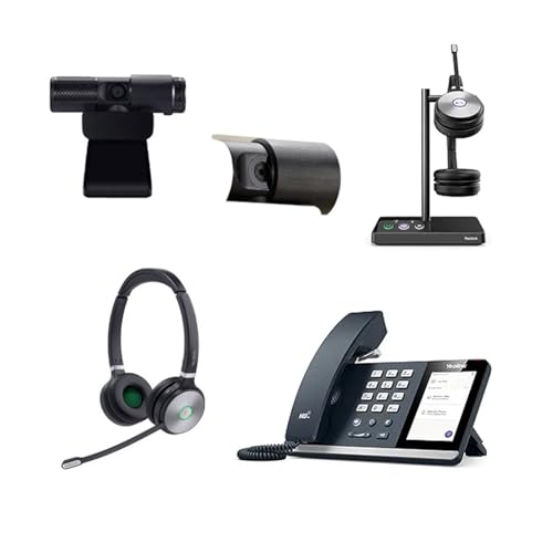 Yealink MP50 MS Teams IP Corded Phone Bundle with WH62 MS Teams Dual Wireless Bluetooth Over Ear Headset for Office, Cam 313 2MP Webcam