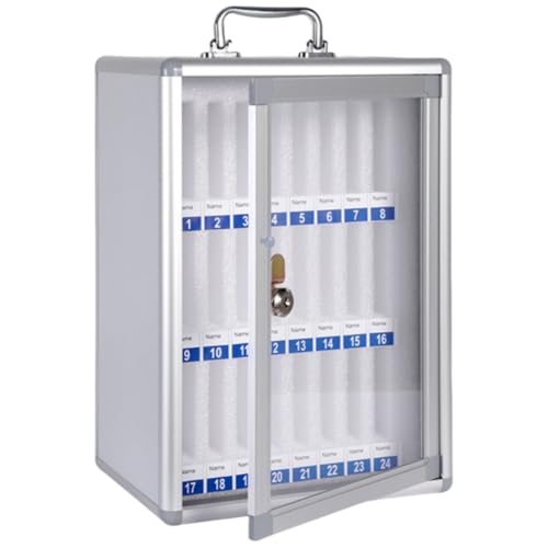 Wcxixo Slots Cell Phone Storage Box Aluminum Alloy Cell Phone Holder Wall-Mounted Pocket Chart Storage Locker Box Mobile Phone Lock Box with Handle and Security Lock for Classroom Office