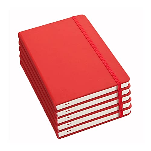 BDPP Journal Notebook Notebook, A5 5-Piece Writing Journal, Wide Ruled Paperback Diary, Premium Thick Paper, Used for Office, Home and School School Office Business (Color : Red)