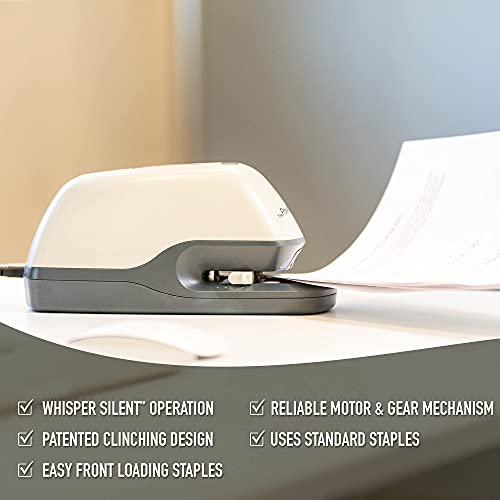 PraxxisPro Powerhouse Electric Stapler, Ultra-Quiet Automatic Stapler, 40 Sheet Capacity, Jam-Free Flat Clinch, Includes 1,250 Staples, Magnetic Staple Remover & AC Adapter, Uses Standard Staples