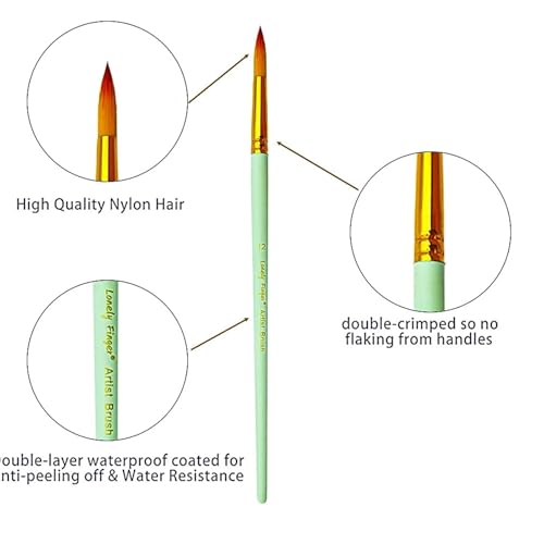 3 Set Professional Round Tip Paintbrushes for Watercolor Acrylics Oil