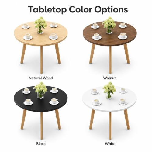 RIXNOMA Round Conference Table, Modern Wooden Office Table with Sturdy Wood Base, Compact Business Meeting for Office Conference Rooms and Small Spaces