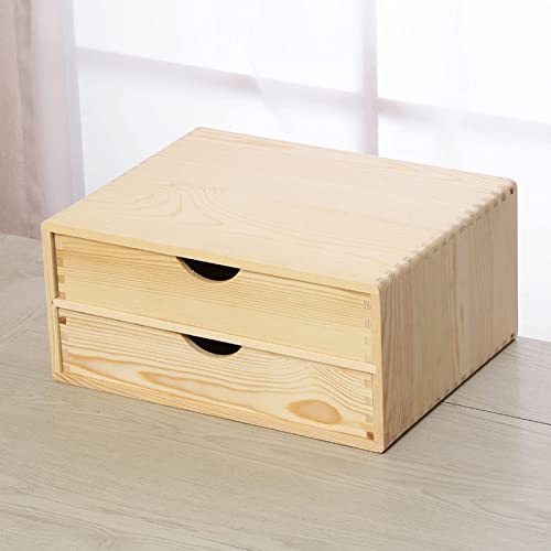 EliteBloom Drawer Type Multi Layer A4 Flat File Cabinet - Desktop Solid Wood Storage Box, File Organizer, Office Supplies Organizer for Home Office Counter Craft Decoration (2 Layers)