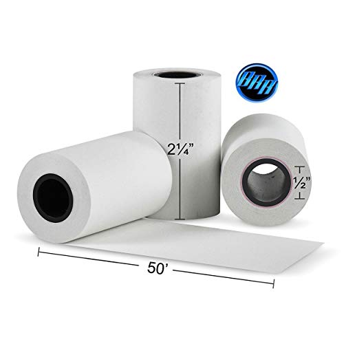 (100 Rolls) 2 1/4 x 50 Thermal Paper Receipt Rolls 55 GSM Premium Quality German Paper fits all Credit Card Terminals Verifone VX520 Ingenico ICT220 ICT250 BPA Free from BuyRegisterRolls