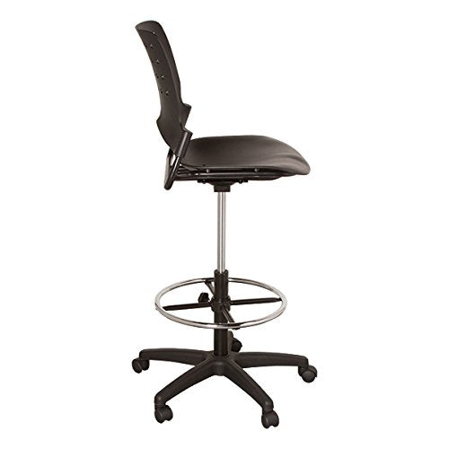 Learniture Ballard Adjustable Height Drafting Stool w/Chrome Foot Ring NOR-TSU3004-SO- Black