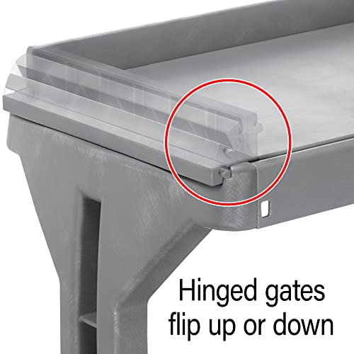 Akro-Mils 30930 ProCart 400 Pound Capacity Heavy Duty 2 Tier Rolling Service Utility Cart with Wheels and Hinged Side Gates, 42-Inch x 19-Inch x 35-Inch, Gray