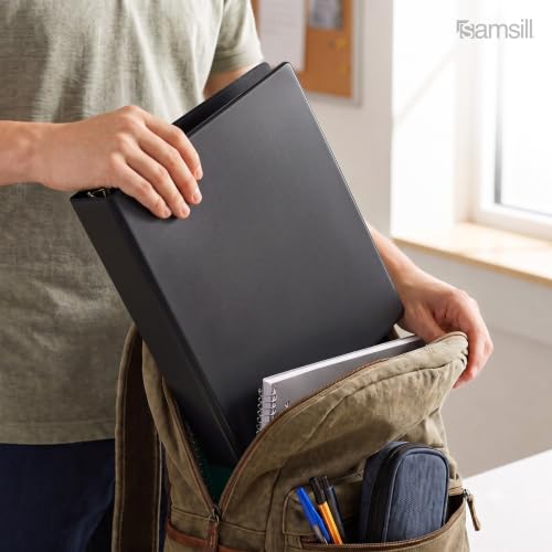 Samsill 3 Inch 3 Ring Binders, Economy Round Ring, Clear View Cover, 550 Sheet Capacity - for School, Home, Office - Black, 12 Pack