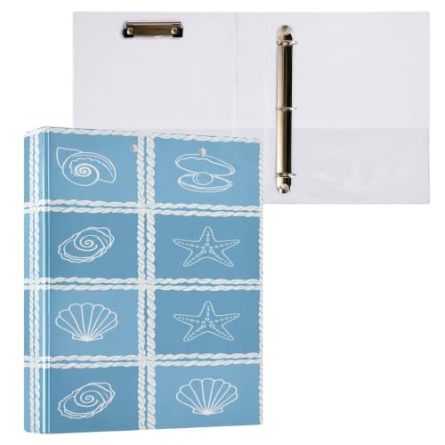 Xpdkjwd Shell Pattern 3 Ring Binder Can Hold 200 Letter Size Binders, Suitable for Home, Office, Dormitory, 2Pcs