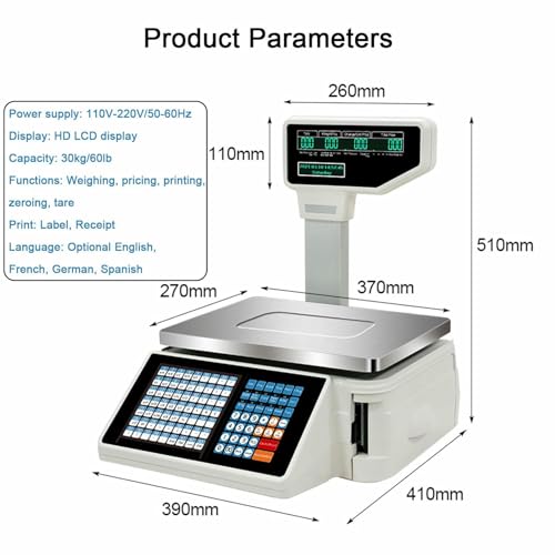 NYTFHMS Digital Label Printing Scale with Barcode Function, Accurate Weight and Price Calculation for Retail Stores and Supermarkets,Machine