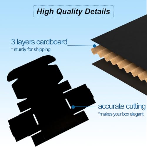 ROTCH 200 Pack 6x4x2'' Small Shipping Boxes Black, Cardboard Corrugated Mailers for Small Business (M642-200-B)