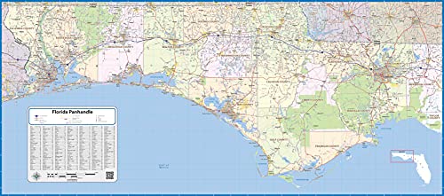 Florida Panhandle Laminated Wall Map (72” Wide by 32” high)