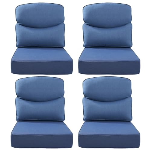 6 in Extra Thick Indoor Outdoor Patio Seat Cushions & Back Pillow Set of 4