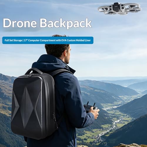 XYYORITRIX Portable Backpack for DJI Avata 360 Motion Fly More，Large-Capacity Waterproof Backpack Carrying Case Hard-Shell Protection Scratch-Resistant Wear-Resistant Fits 17-inch Laptops