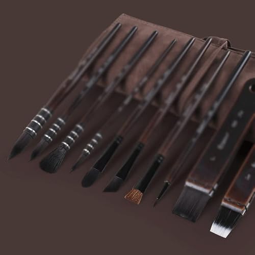 FENOKD 10-Piece Set of Watercolor Brushes Mop Art Pen Set Oil Painting Pen Student Supplies (E 14cm)