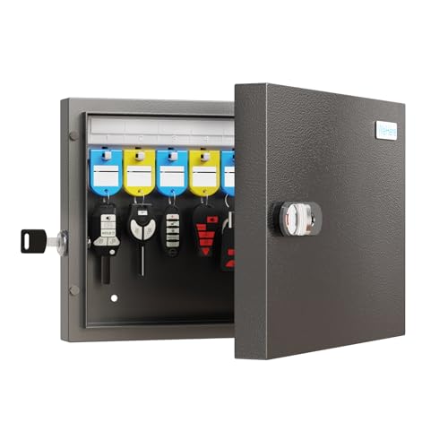 WeHere 16 Key Lock Box, Steel Key Cabinet with Combination Lock & Key