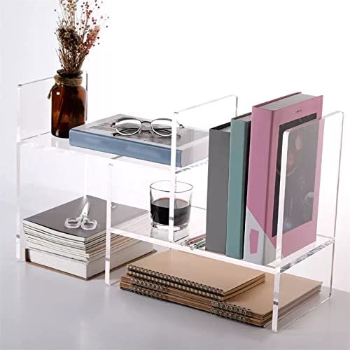 VHDY85KA Bookcase Adjustable Transparent Acrylic Desktop Bookshelf Desktop Organizer Desktop Storage Organizer Display Shelf Book Rack Office Desk Bookshelf Modern