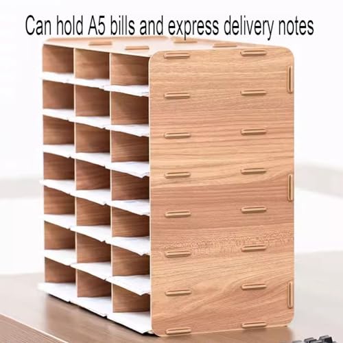 zktoermn Literature Organizer, Removable Mail Sorter 21-Slot Mail Sorters Classroom Mailbox Bill Storage and Organization Box for Home, Office, Study, Classroom (Color : Natural-B, Size : 48x24x43cm)
