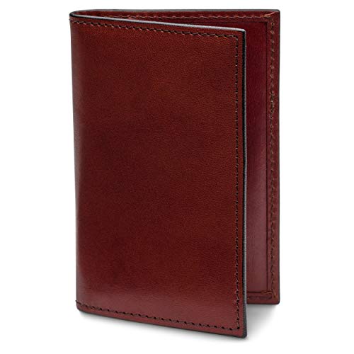 Bosca Men's Leather Card Holder Wallet - Slim, Front Pocket Design, 4 Card Slots Calling Card & ID Case for Men - Dark Brown
